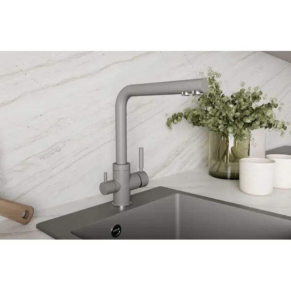 Смеситель кухонный Луза общая высота 34.7 см цвет серый шелк