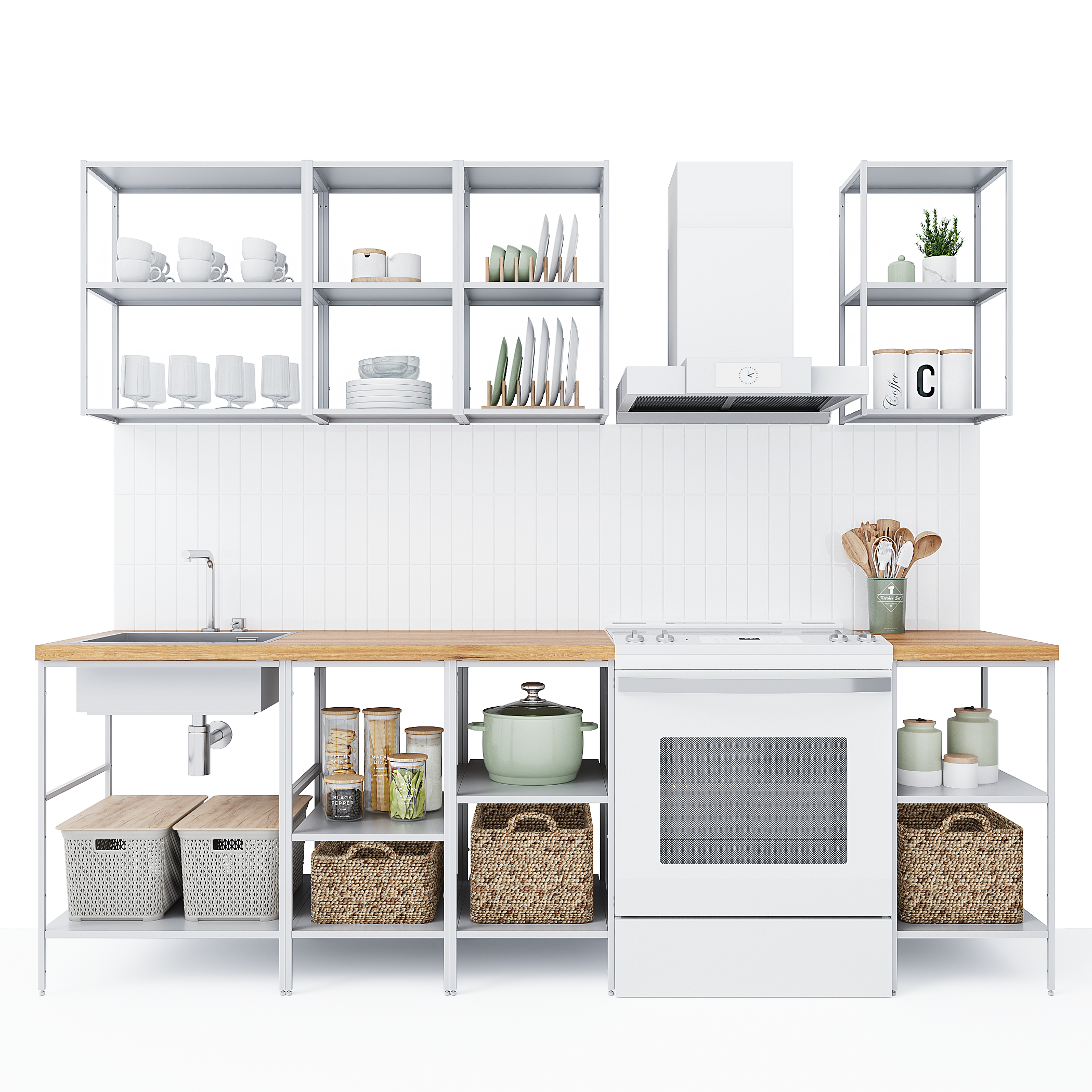 Кухонный гарнитур 180x60 см Вельга цвет белый