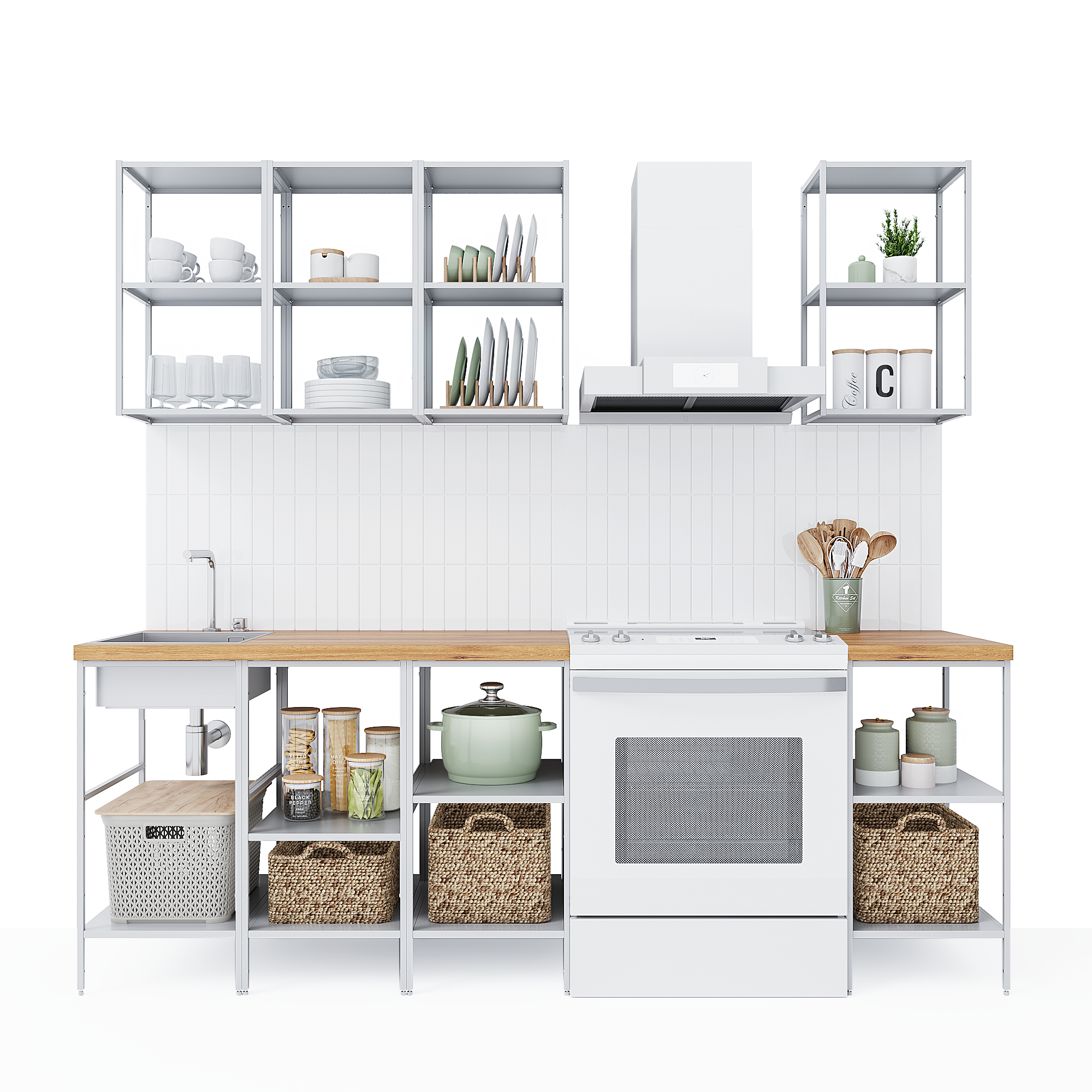 Кухонный гарнитур 160x60 см Вельга цвет белый