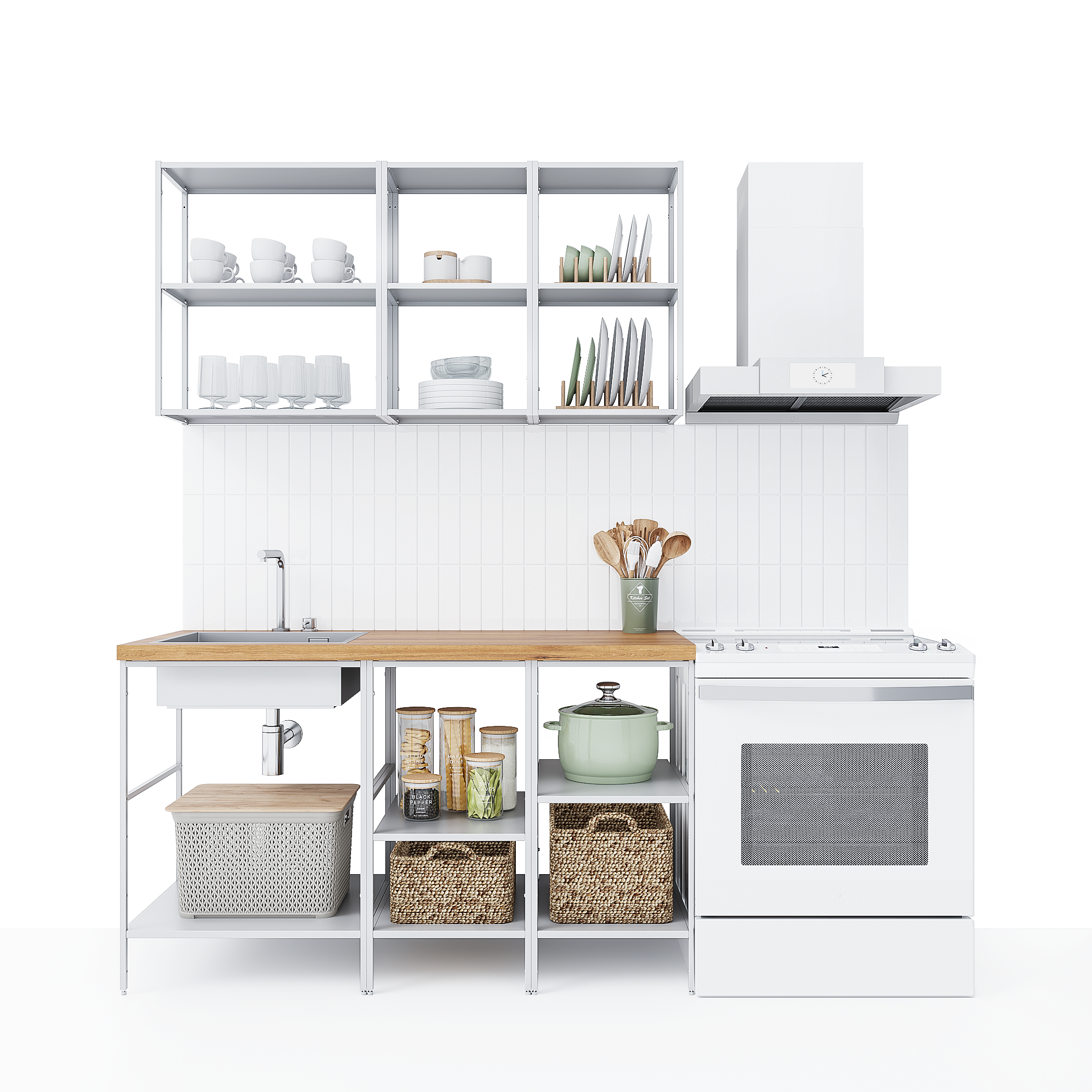 Кухонный гарнитур 140x60 см Вельга цвет белый